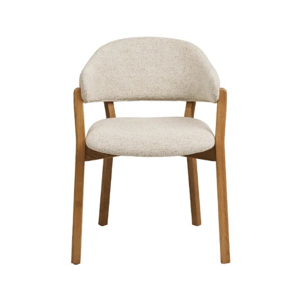 Scaun lemn cu brate, tapitat, bej/stejar Dune 