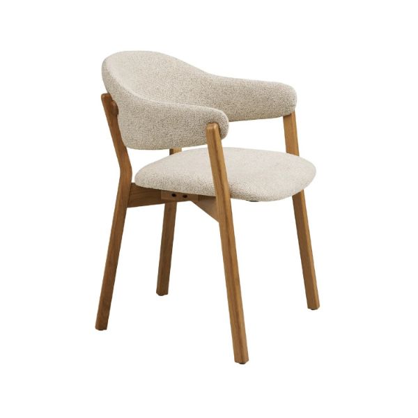 Scaun lemn cu brate, tapitat, bej/stejar Dune 