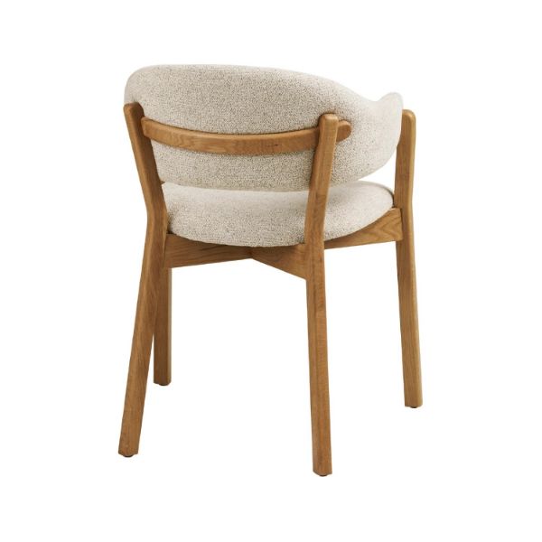 Scaun lemn cu brate, tapitat, bej/stejar Dune 