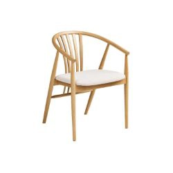 	Scaun lemn cu brate, tapitat, alb murdar/stejar Augustin