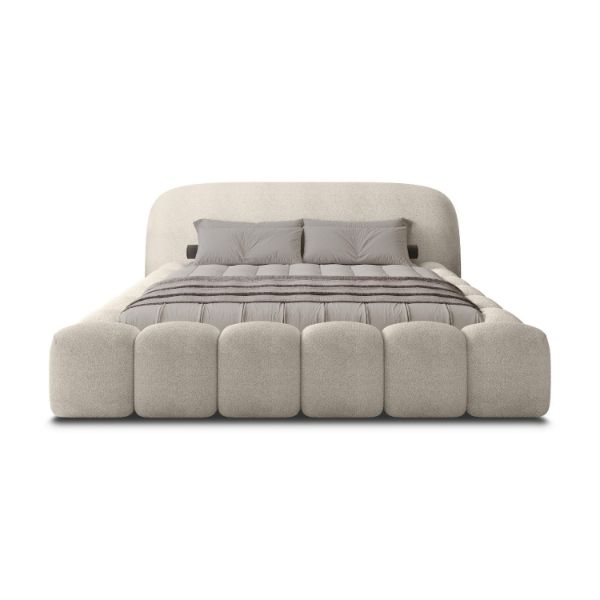 Pat tapitat somiera metalica rabatabila 200 x 200 cm bej Orlando