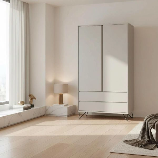 Dulap 2 usi 2 sertare gri Elona