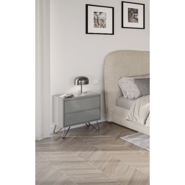 Noptiera cu 2 sertare gri Elona