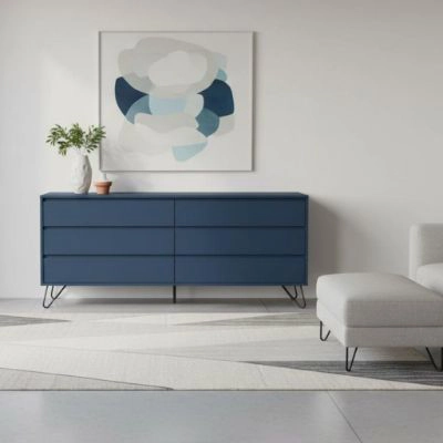 Comoda 6 sertare, albastru, Elona