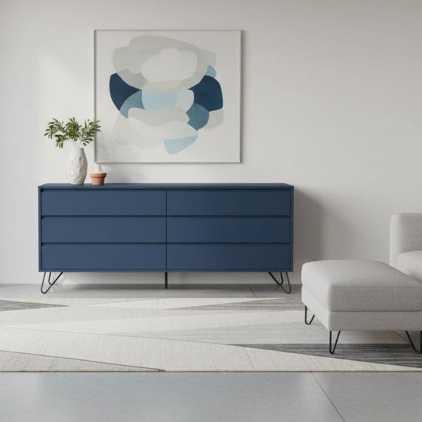 Comoda 6 sertare, albastru, Elona