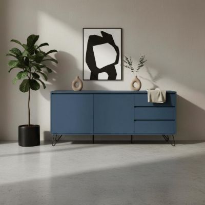 Bufet 2 usi 3 sertare albastru Elona