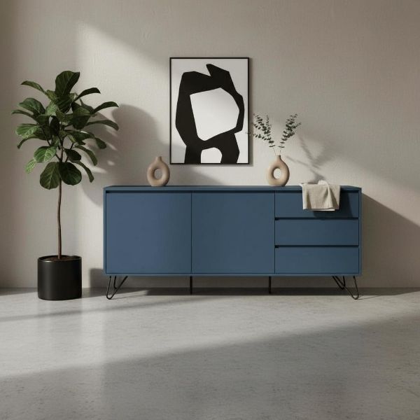 Bufet 2 usi 3 sertare albastru Elona