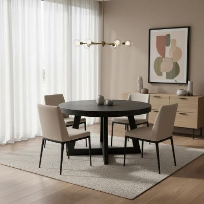 	Masa rotunda extensibila 130/230 cm negru Anton I