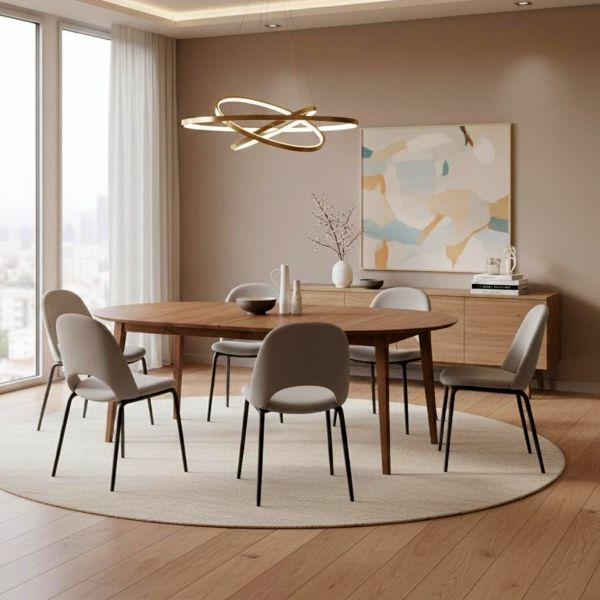 	Masa rotunda extensibila 90/190 cm stejar tabacco Otello