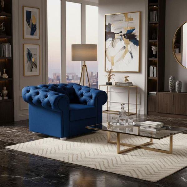 Fotoliu albastru/alb Valentino