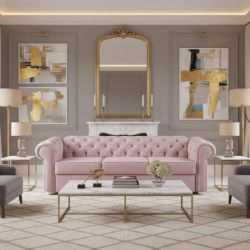 	Canapea extensibila 3 locuri roz/alb Valentino