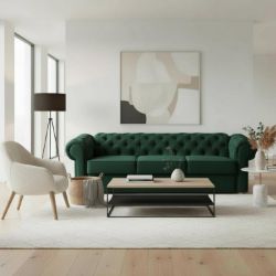 Canapea extensibila 3 locuri verde/natur Valentino