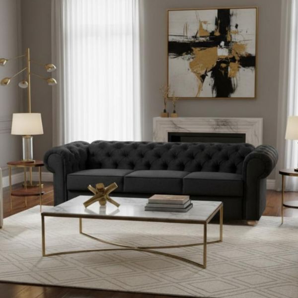 Canapea extensibila 3 locuri negru Valentino