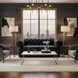 	Canapea fixa 2 locuri negru Valentino