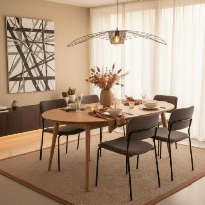 	Masa rotunda extensibila 110/160 cm stejar natur Otello