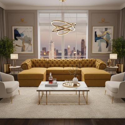 	Coltar extensibil forma U galben mustar Versace