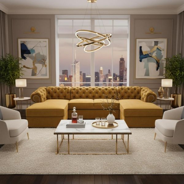 	Coltar extensibil forma U galben mustar Versace