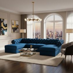 Coltar extensibil forma U albastru inchis Versace