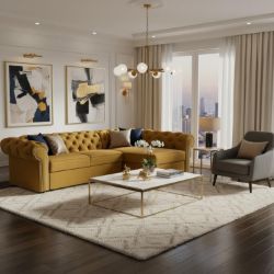 	Coltar extensibil dreapta galben mustar Versace