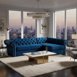 Coltar extensibil dreapta albastru inchis Versace