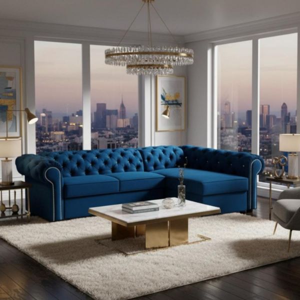 Coltar extensibil dreapta albastru inchis Versace