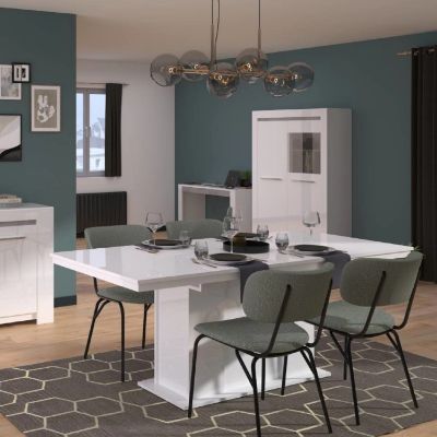 	Masa dining extensibila 140/180 cm alb lucios Pegase