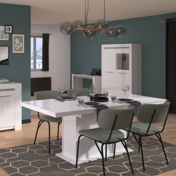 	Masa dining extensibila 140/180 cm alb lucios Pegase