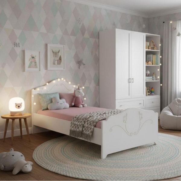 	Pat cu somiera 90 x 200 cm alb Sweet