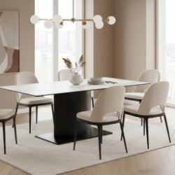 Masa fixa 200 cm blat ceramic alb Marbella