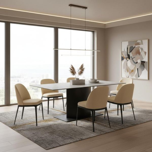 Masa fixa 200 cm blat ceramic gri Marbella