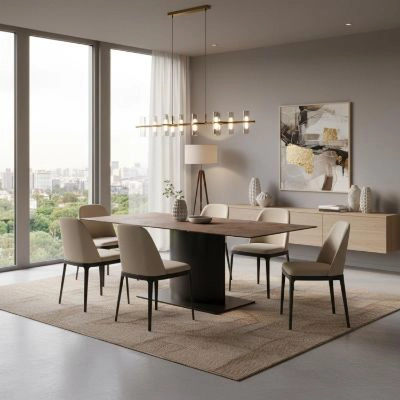 Masa fixa 200 cm blat ceramic maro ruginiu Marbella