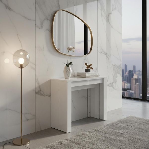 Consola/masa dining extensibila alb Helena