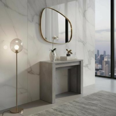 	Consola/masa dining extensibila gri-beton Helena