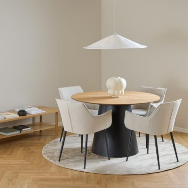 Masa dining rotunda 120 cm stejar/negru Soli
