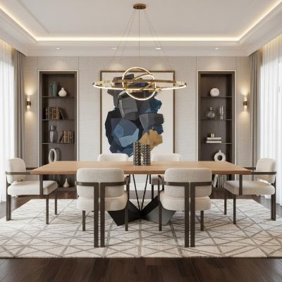 Masa dining fixa 220 cm natur/negru Solid