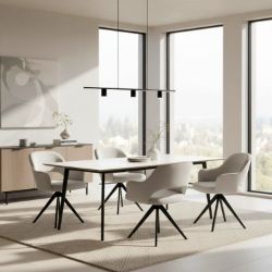 scaun tapitat cu brate rotativ