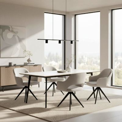 scaun tapitat cu brate rotativ