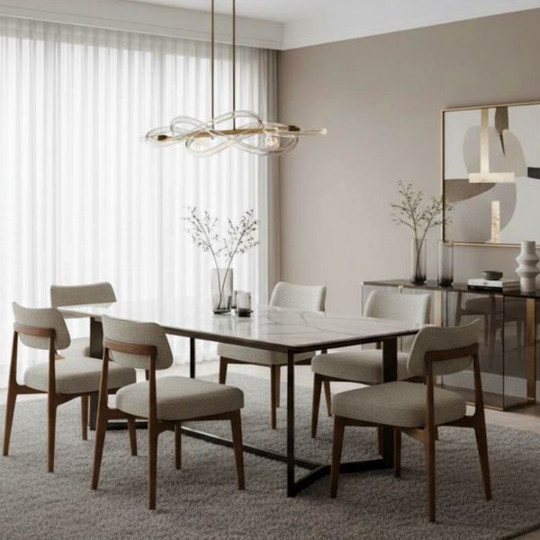 	Scaun tapitat bej deschis/stejar Minotti