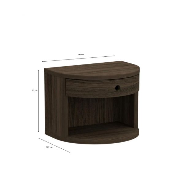 Noptiera suspendata cu 1 sertar si 1 nisa stejar afumat Paron