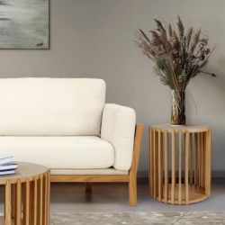 	Masuta laterala stejar, finisaj natur, Round