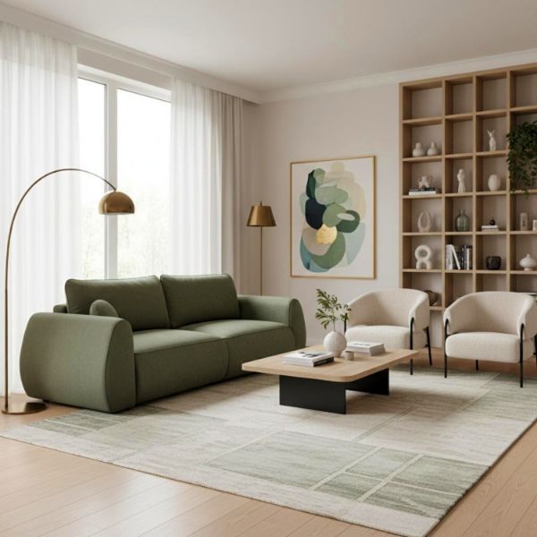 Canapea extensibila 3 locuri verde Borneo