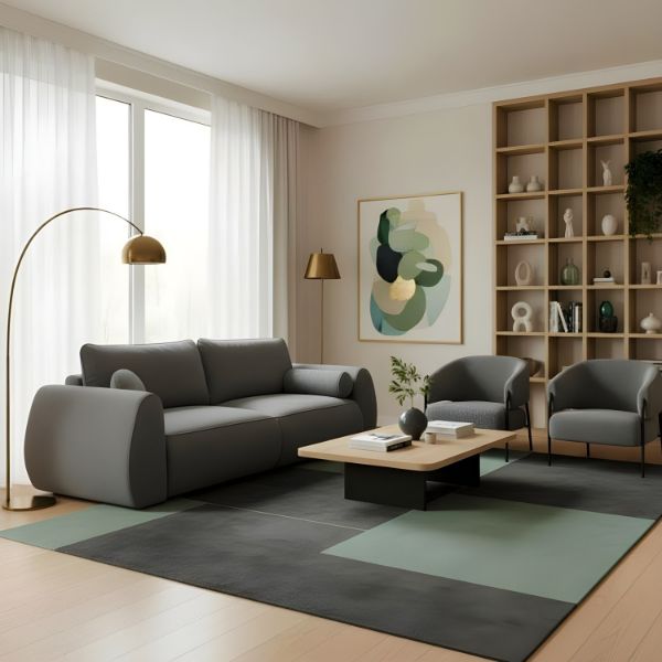 	Canapea extensibila 3 locuri gri inchis Borneo