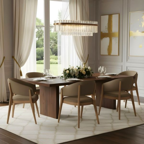 	Scaun tapitat cu brate maro/natur Woody