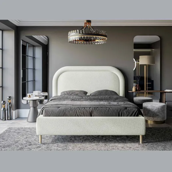 Pat tapitat cu somiera rabatabila 160 x 200 cm cappuccino Melania