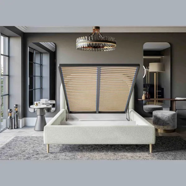 	Pat tapitat cu somiera rabatabila 180 x 200 cm cappuccino Melania