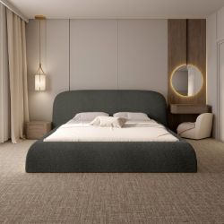 Pat tapitat somiera metalica rabatabila 200 x 200 cm gri inchis Atlanta