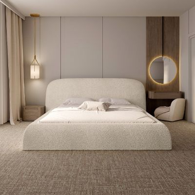 	Pat tapitat somiera metalica rabatabila 180 x 200 cm bej Atlanta