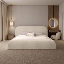 	Pat tapitat somiera metalica rabatabila 160 x 200 cm bej Atlanta