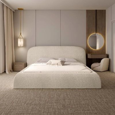 	Pat tapitat somiera metalica rabatabila 160 x 200 cm bej Atlanta