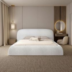 	Pat tapitat somiera metalica rabatabila 160 x 200 cm gri deschis Atlanta